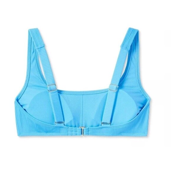 Wild Fable Light Blue Textured Ribbed Bralette Bikini Swim Top - Picture 4 of 7